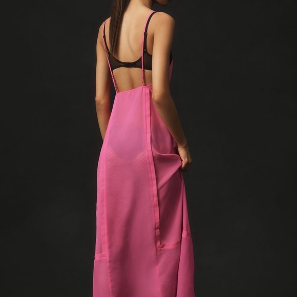 NWT Anthropologie neon berry pink sheer strappy midi dress - Picture 5 of 8